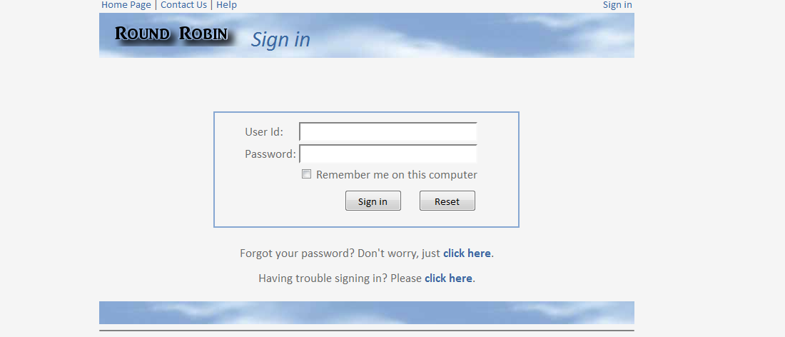 RR Sign-In Screen